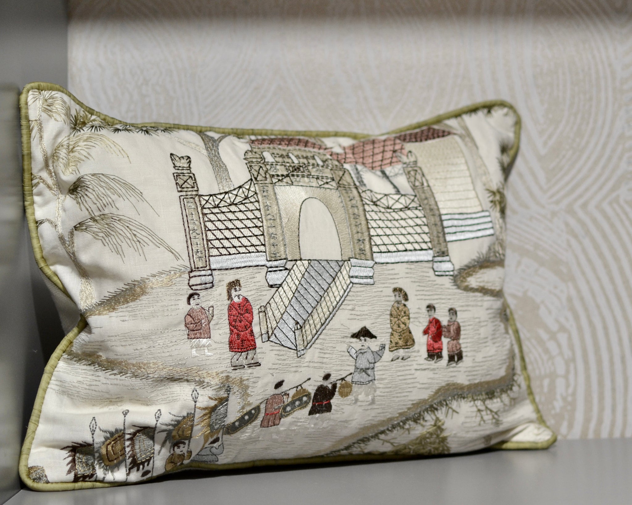 Campbell Collection Round Linen Cushion Nina Campbell Cathay